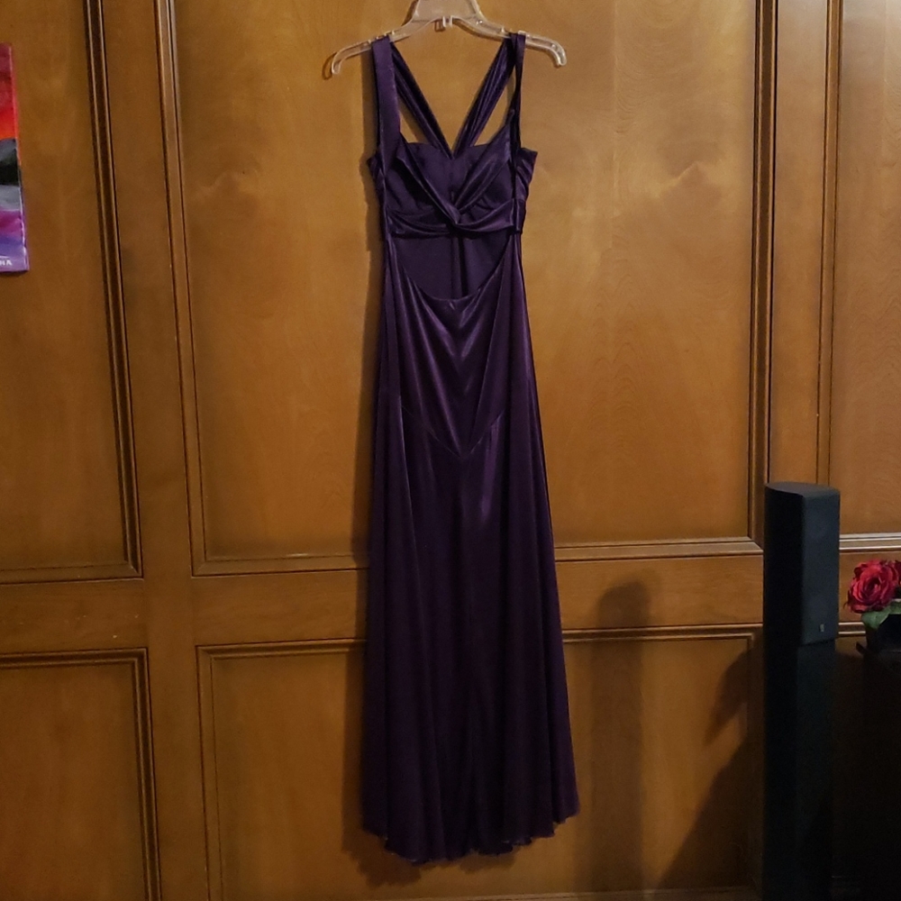 Long satin dress purple size 7 - Picture 5 of 8